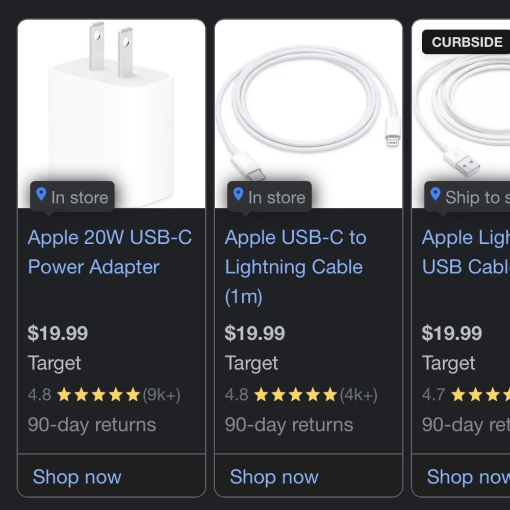 Apple “Lightning” IPhone charger with Lightning box